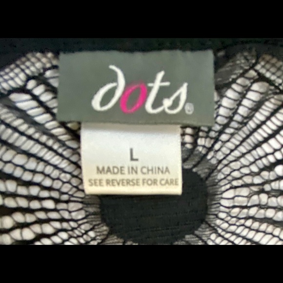 Dots Sheer Cream Top w/Black Lace Detail On Back L - Picture 13 of 16